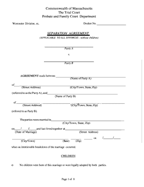 Separation Agreement Mass Gov  Form