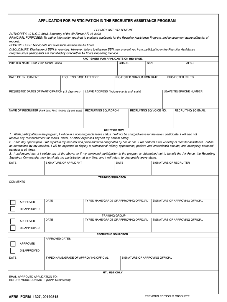 Afrs 1327  Form