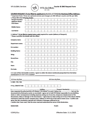 Vfs Courier Form Filled Sample