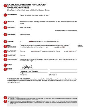 Lodger Agreement  Form