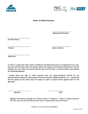 Waiver of Liability MMM  Form