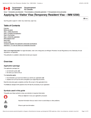 Applying for Visitor Visa Temporary Resident VisaIMM5256 Canada Ca  Form