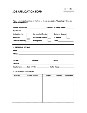Hospital Job Application Form
