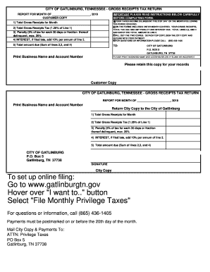  Gatlinburg Gross Receipts Tax  Form 2018