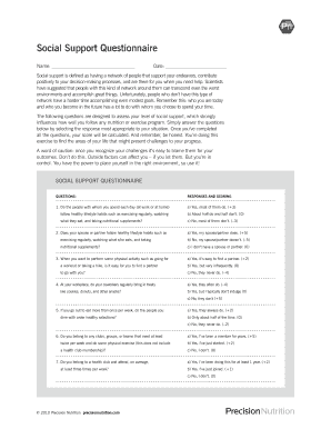 Social Support Questionnaire  Form