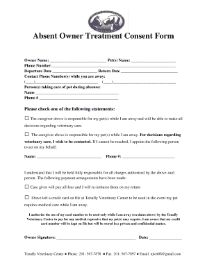 Absent Owner Treatment Consent Form