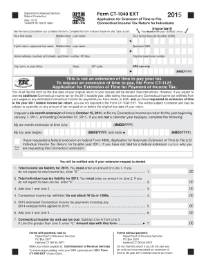 CT 1040 EXT, Application for Extension of Time to File Connecticut Income Tax Return for Individuals Application for Extension O  Form