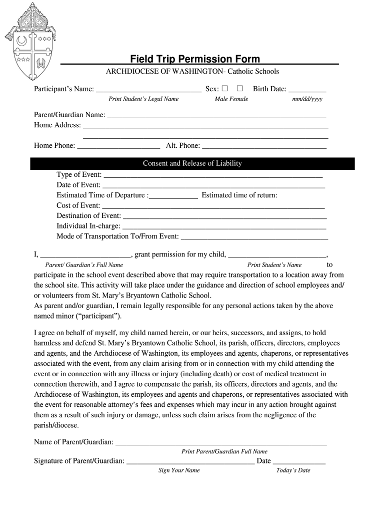 field trip permission form template