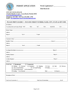 City of Cocoa Beach Permit Application  Form