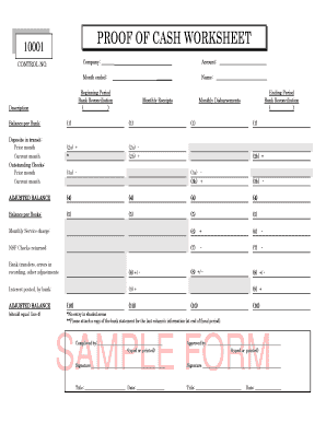 Proof of Cash Template Excel  Form