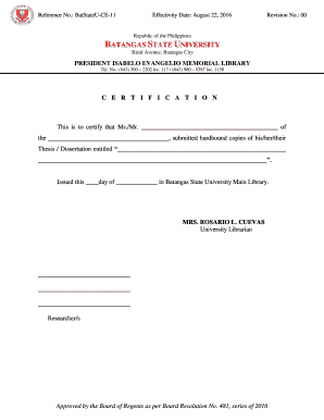 Batangas State University Template  Form