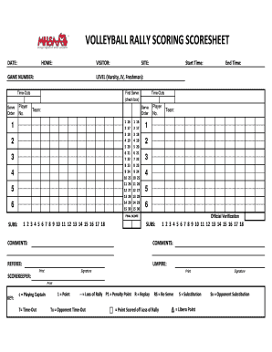 Volleyball Scoresheet PDF  Form