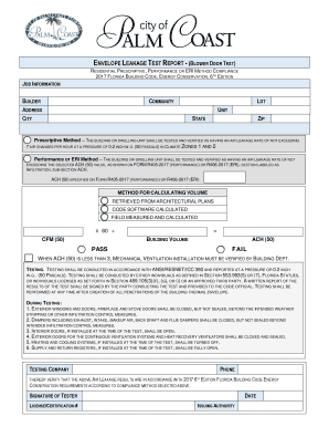 Blower Door Test City of Palm Coast  Form