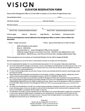 Elevator Reservation Form DK Condo