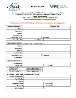 Use This Form to Notify Arise Health Plan and WPS Health Insurance of Any Changes, Additions,