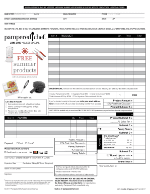 Pampered Chef Order Form