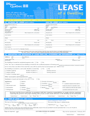 Bail Qu Bec PDF  Form