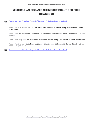 Ms Chauhan Organic Chemistry Solutions PDF No No Download Needed Needed  Form