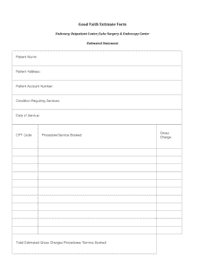 Good Faith Estimate Template  Form