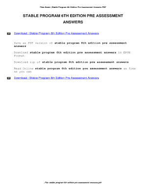 Stable 6th Edition Pretest Answers  Form