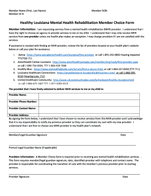 Member Choice Form Healthy Louisiana Accessible PDF