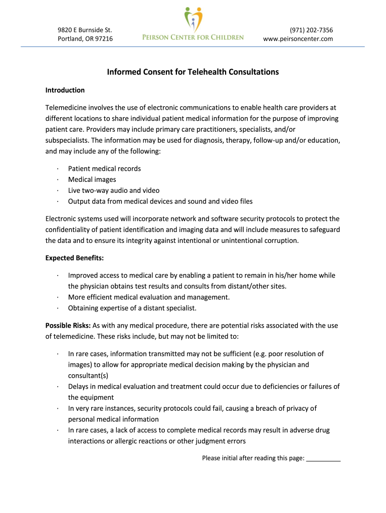 Telehealth Consent Form