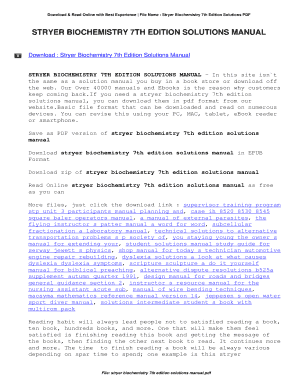 Stryer Biochemistry Solution PDF  Form