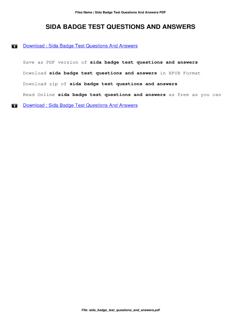 Sida Class Test  Form