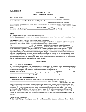  Takoma Park Standard Residential Lease Form English Standard Rental Housing Lease Agreement for Use in Takoma Park English 2015-2024