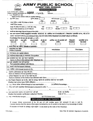 Army Public School Dehradun Admission Form