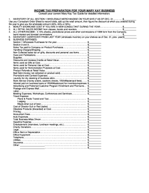 Income Tax Preparation for Your Mary Kay Business Facts 5  Form