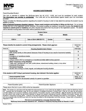 Housing Questionnaire  Form