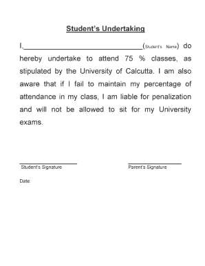 Undertaking Letter for Attendance  Form