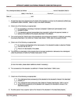 Affidavit California 13101 Form