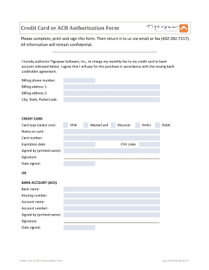 Credit Card Authorization Form