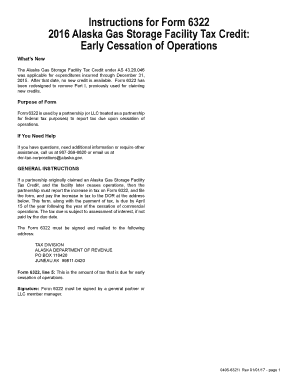  Instructions for Form 6322 Alaska Gas Storage Facility Tax Credit 2016