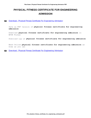 Medical Fitness Certificate PDF for Engineering Admission Form