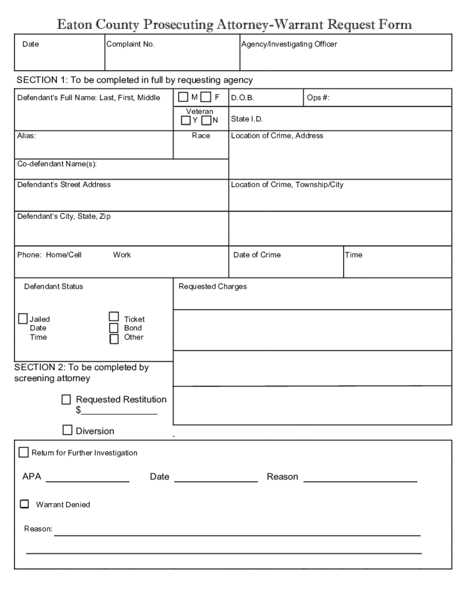 Warrant Request Form