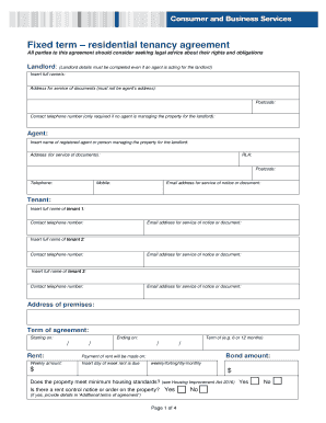  Fixed Term Residential Tenancy Agreement Tenancies Forms 2017-2024