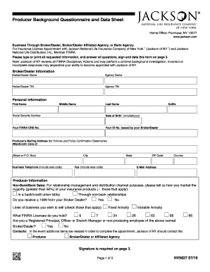 Producer Background Questionnaire and Data Sheet  Form