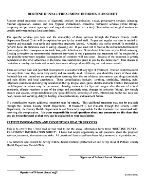 FDOH in Putnam County Routine Dental Treatment Information Sheet FDOH in Putnam County Routine Dental Treatment Information Shee