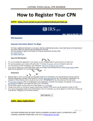 How to Create a Cpn Number PDF  Form