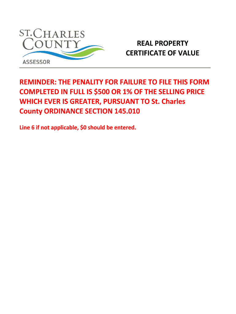 Certificate of Value Form St Charles County