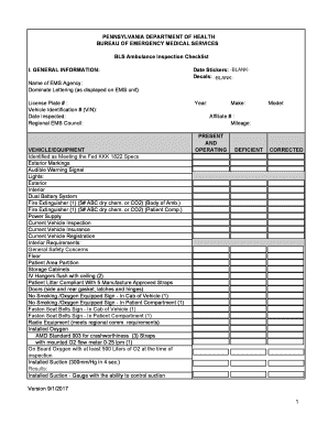 Ambulance Checklist PDF  Form