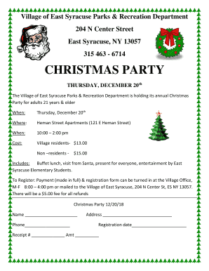 Christmas Party Village of East Syracuse  Form