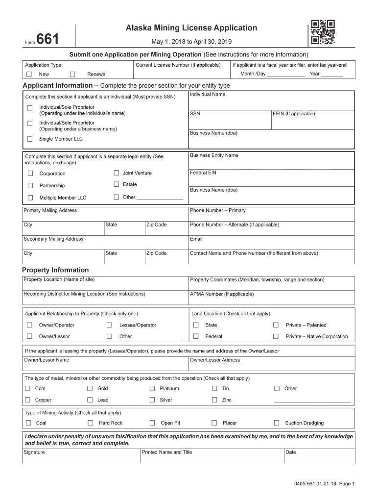  Alaska Mining License 2018