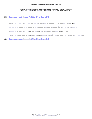 Issa Nutrition Final Exam  Form