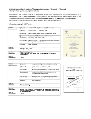 Holistic Report Card PDF Download  Form