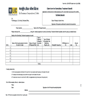 Lic Hospital Treatment Form