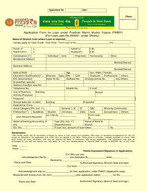 Punjab National Bank Mudra Loan Application Form PDF